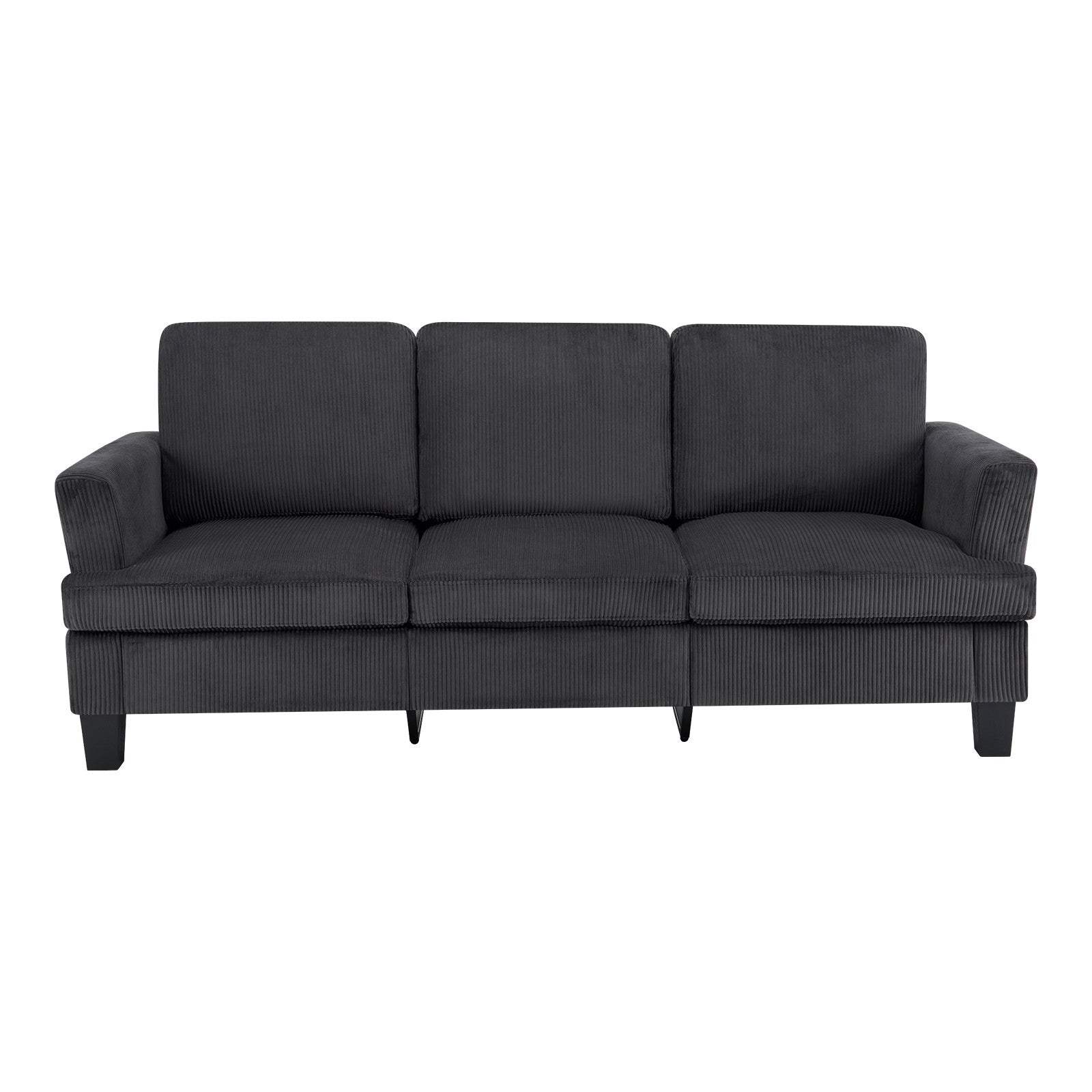 84" Dark Gray Corduroy Sofa - HomeRoots - Flyclothing LLC