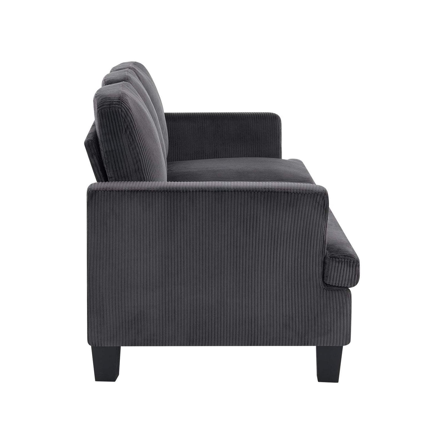 84" Dark Gray Corduroy Sofa - HomeRoots - Flyclothing LLC