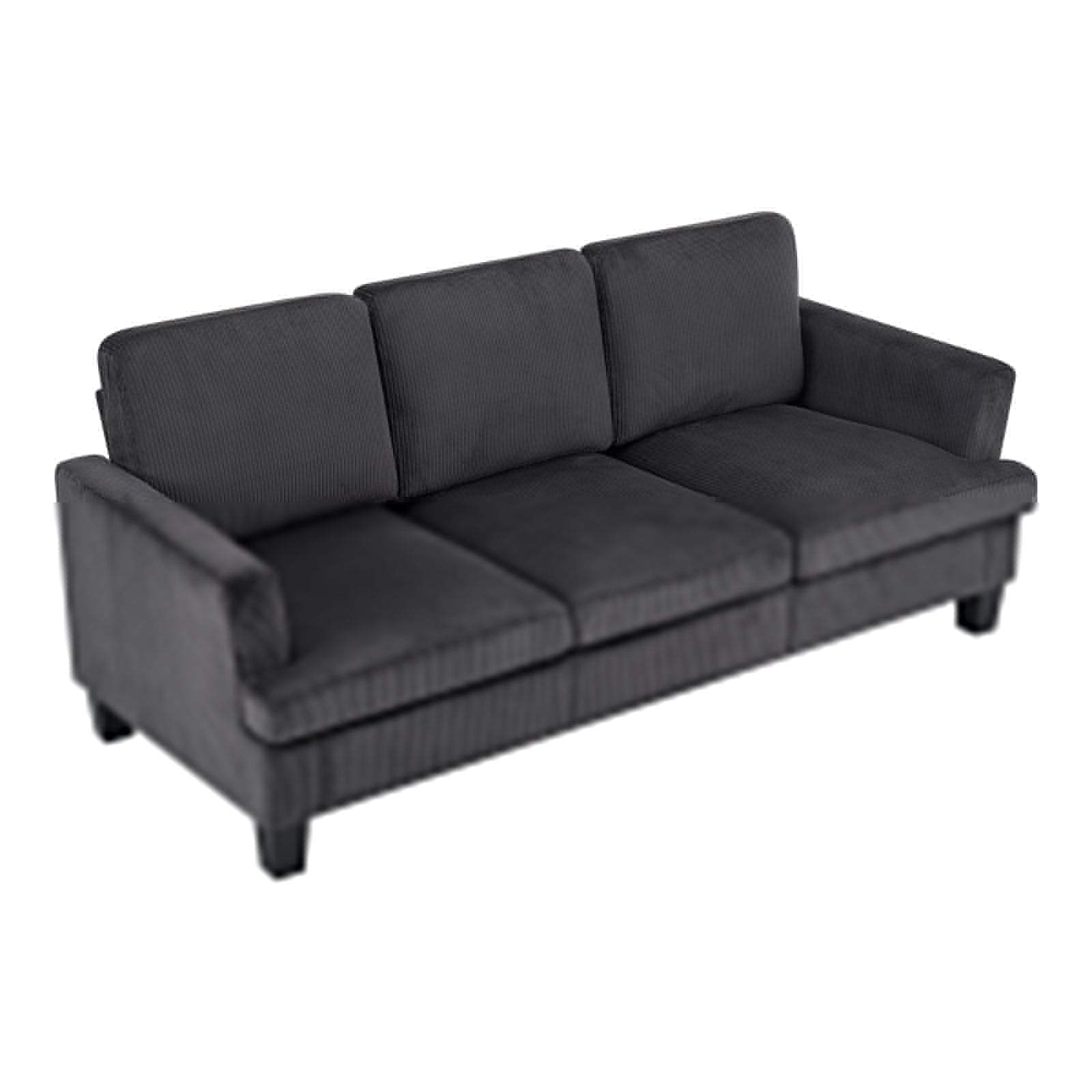 84" Dark Gray Corduroy Sofa - HomeRoots - Flyclothing LLC