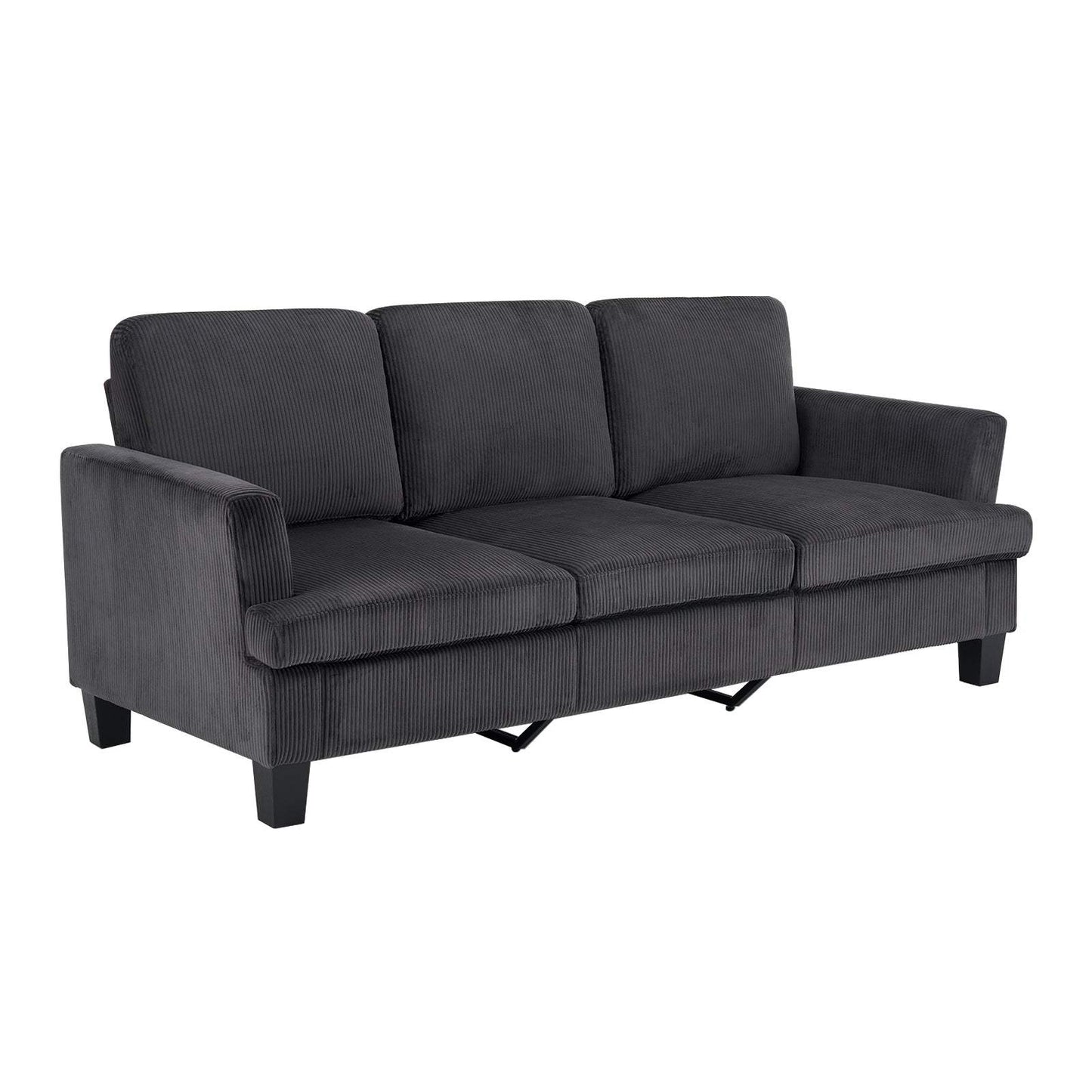 84" Dark Gray Corduroy Sofa - HomeRoots - Flyclothing LLC