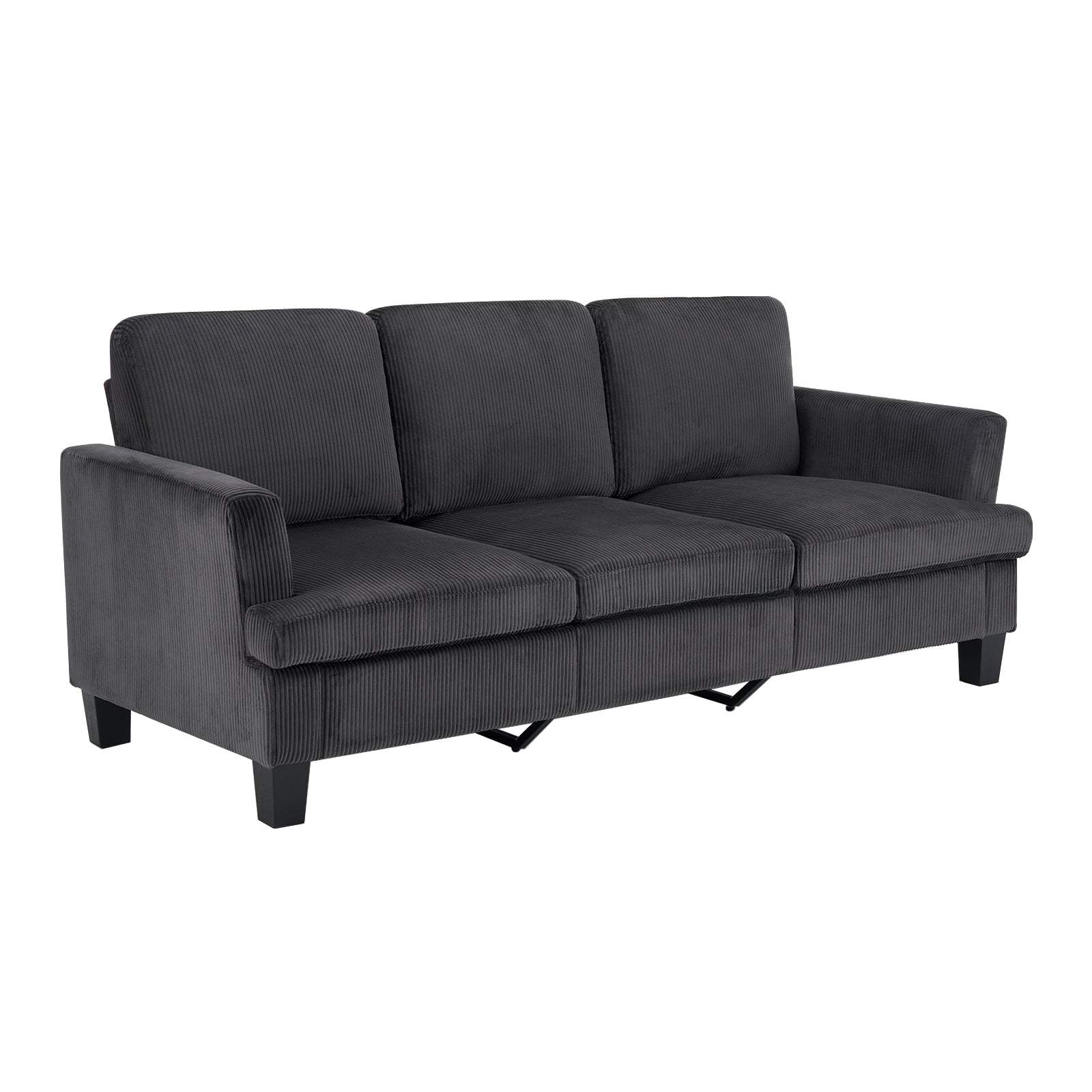 84" Dark Gray Corduroy Sofa - HomeRoots - Flyclothing LLC