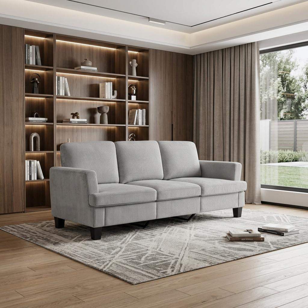 84" Gray Corduroy Sofa - HomeRoots - Flyclothing LLC