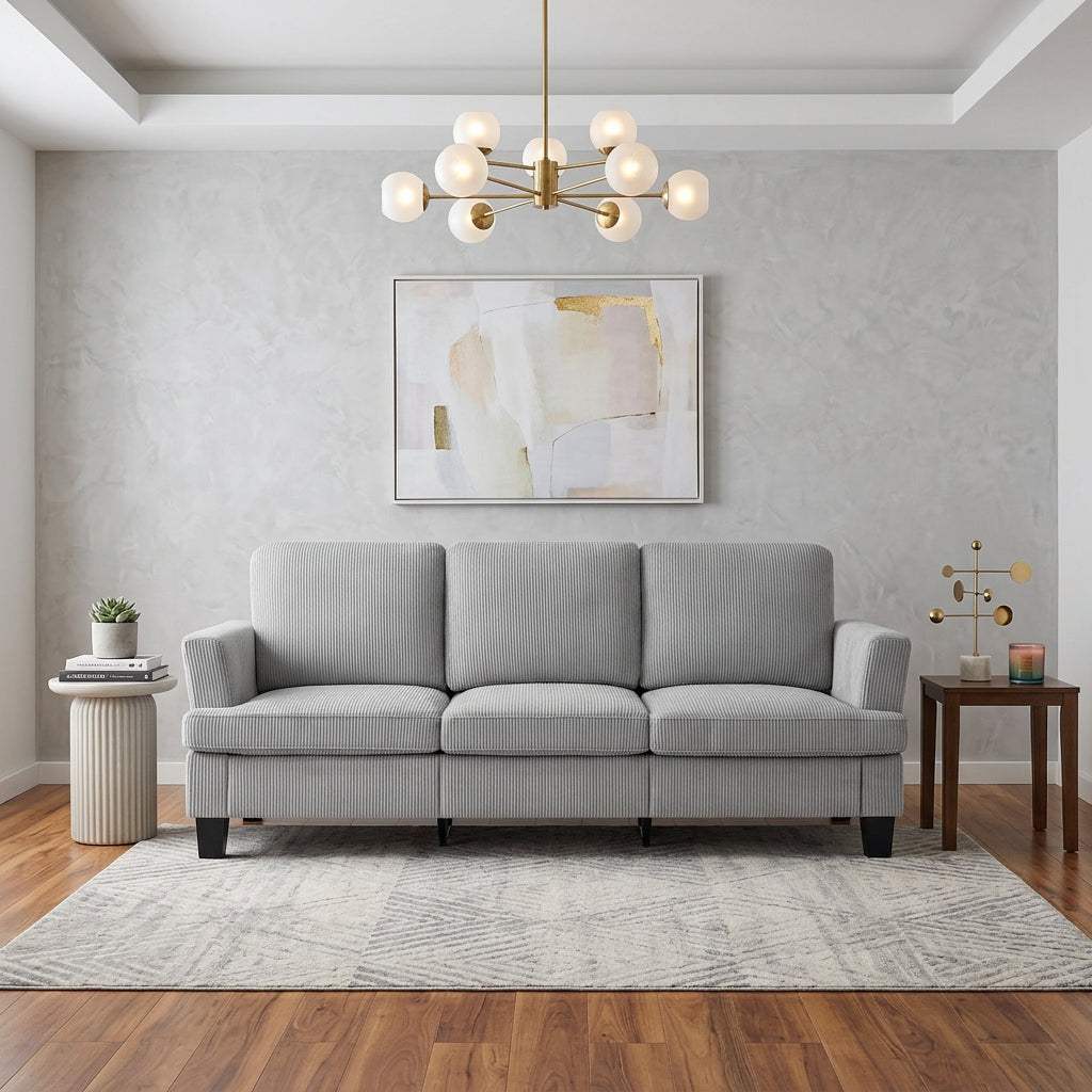 84" Gray Corduroy Sofa - HomeRoots - Flyclothing LLC