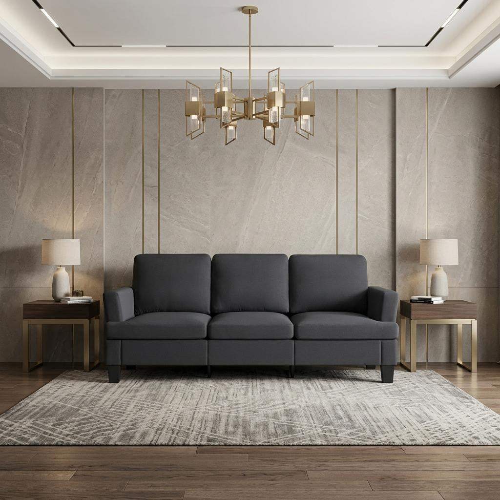 84" Dark Gray Linen Sofa - HomeRoots - Flyclothing LLC
