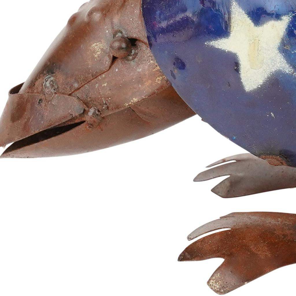 16" Red Off White And Blue Metal Armadillo Tabletop Sculpture - HomeRoots - Flyclothing LLC