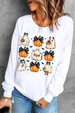 Pumpkin & Ghost Round Neck Long Sleeve Sweatshirt - Trendsi - Flyclothing LLC