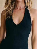Halter Neck Cami and Shorts Sweater Set - Trendsi - Flyclothing LLC