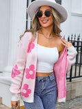 Angel Wings Flower Open Front Long Sleeve Cardigan - Trendsi