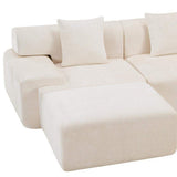 118" Beige Chenille Modular Sofa With Ottoman And Toss Pillows - HomeRoots - Flyclothing LLC