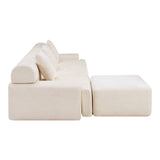118" Beige Chenille Modular Sofa With Ottoman And Toss Pillows - HomeRoots - Flyclothing LLC