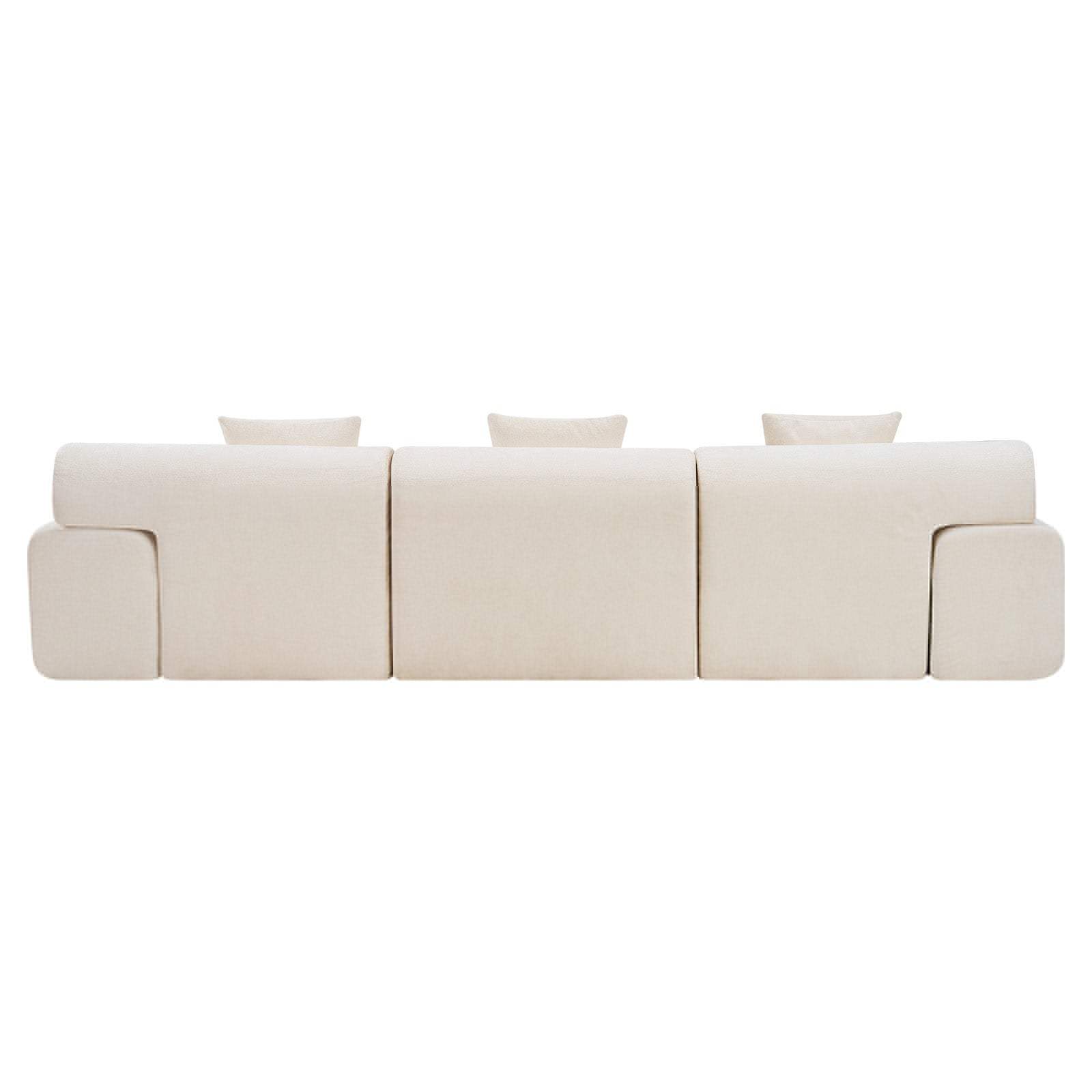 118" Beige Chenille Modular Sofa With Ottoman And Toss Pillows - HomeRoots - Flyclothing LLC