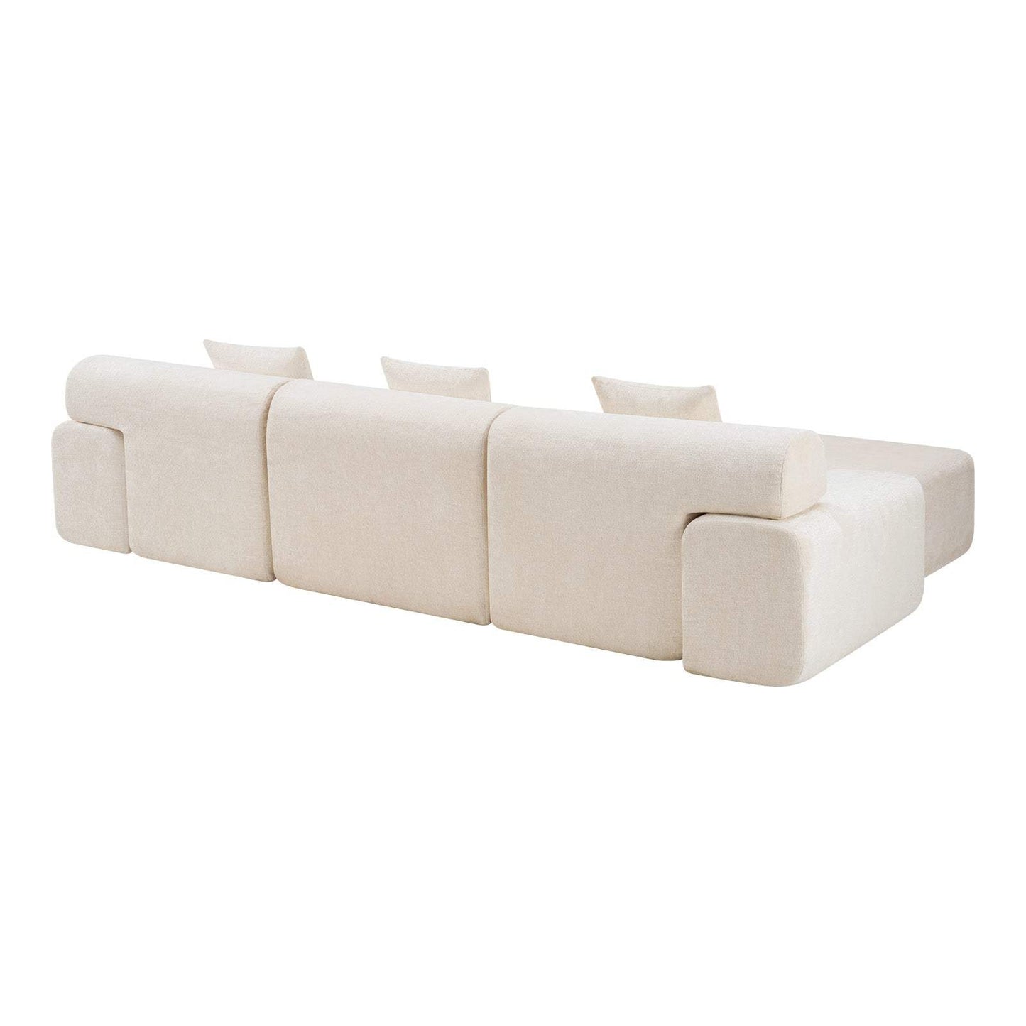 118" Beige Chenille Modular Sofa With Ottoman And Toss Pillows - HomeRoots - Flyclothing LLC