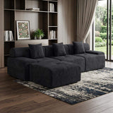 118" Black Chenille Modular Sofa With Ottoman And Toss Pillows - HomeRoots - Flyclothing LLC