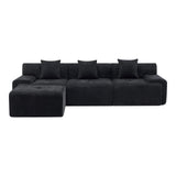 118" Black Chenille Modular Sofa With Ottoman And Toss Pillows - HomeRoots - Flyclothing LLC