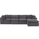 138" Dark Gray Corduroy Modular Sofa With Ottoman And Toss Pillows - HomeRoots - Flyclothing LLC
