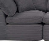 138" Dark Gray Corduroy Modular Sofa With Ottoman And Toss Pillows - HomeRoots - Flyclothing LLC