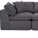 138" Dark Gray Corduroy Modular Sofa With Ottoman And Toss Pillows - HomeRoots - Flyclothing LLC