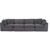 138" Dark Gray Corduroy Modular Sofa With Toss Pillows - HomeRoots - Flyclothing LLC