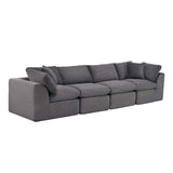 138" Dark Gray Corduroy Modular Sofa With Toss Pillows - HomeRoots - Flyclothing LLC