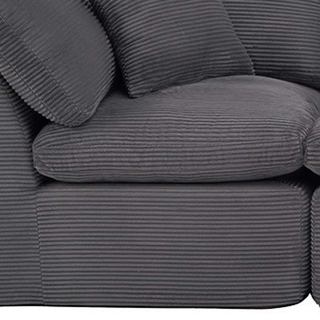 138" Dark Gray Corduroy Modular Sofa With Toss Pillows - HomeRoots - Flyclothing LLC