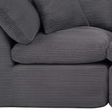 138" Dark Gray Corduroy Modular Sofa With Toss Pillows - HomeRoots - Flyclothing LLC