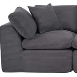 138" Dark Gray Corduroy Modular Sofa With Toss Pillows - HomeRoots - Flyclothing LLC