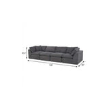 138" Dark Gray Corduroy Modular Sofa With Toss Pillows - HomeRoots - Flyclothing LLC