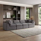 138" Dark Gray Corduroy Modular Sofa With Toss Pillows - HomeRoots - Flyclothing LLC