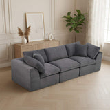 108" Dark Gray Corduroy Modular Sofa With Toss Pillows - HomeRoots - Flyclothing LLC