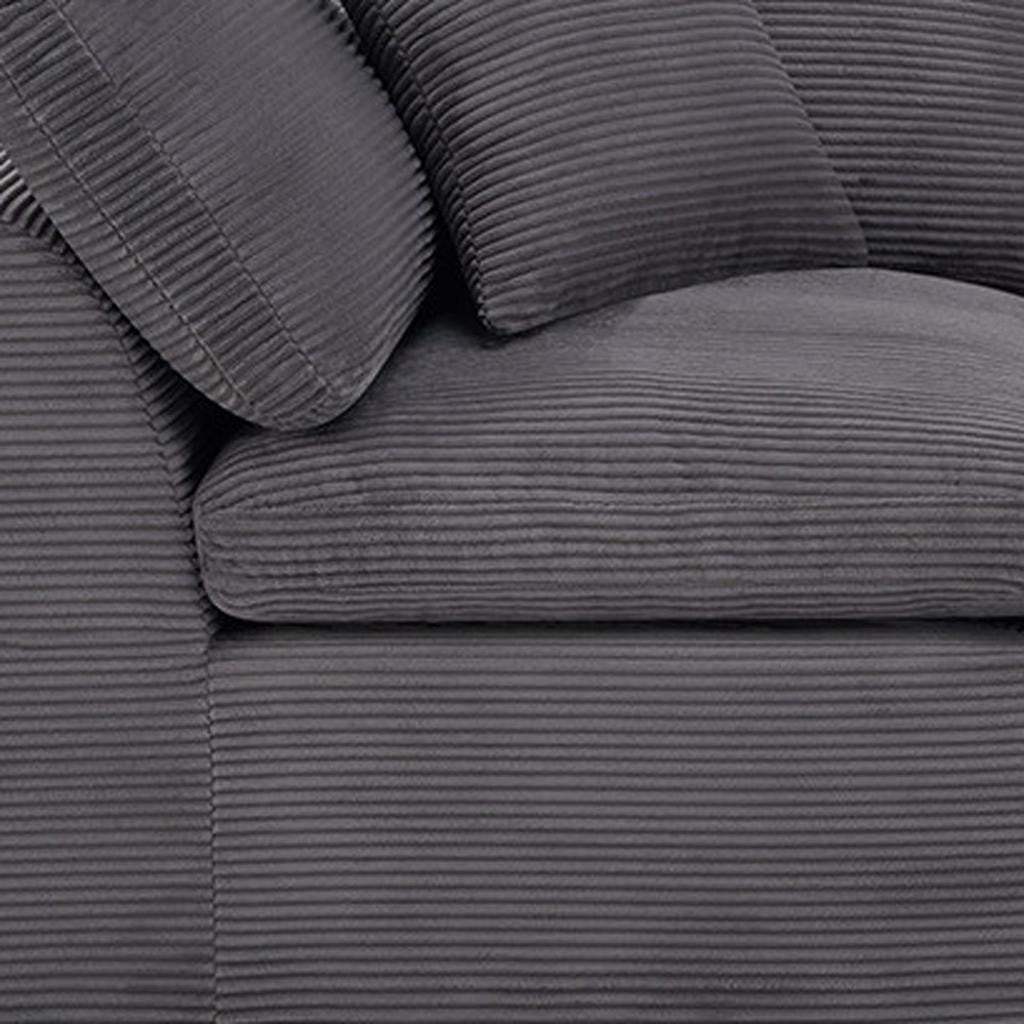 108" Dark Gray Corduroy Modular Sofa With Toss Pillows - HomeRoots - Flyclothing LLC