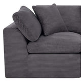 108" Dark Gray Corduroy Modular Sofa With Toss Pillows - HomeRoots - Flyclothing LLC