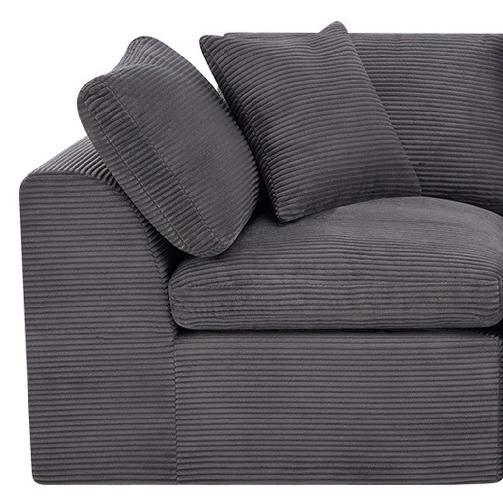 108" Dark Gray Corduroy Modular Sofa With Toss Pillows - HomeRoots - Flyclothing LLC