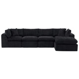 138" Black Chenille Modular Sofa With Ottoman And Toss Pillows - HomeRoots - Flyclothing LLC