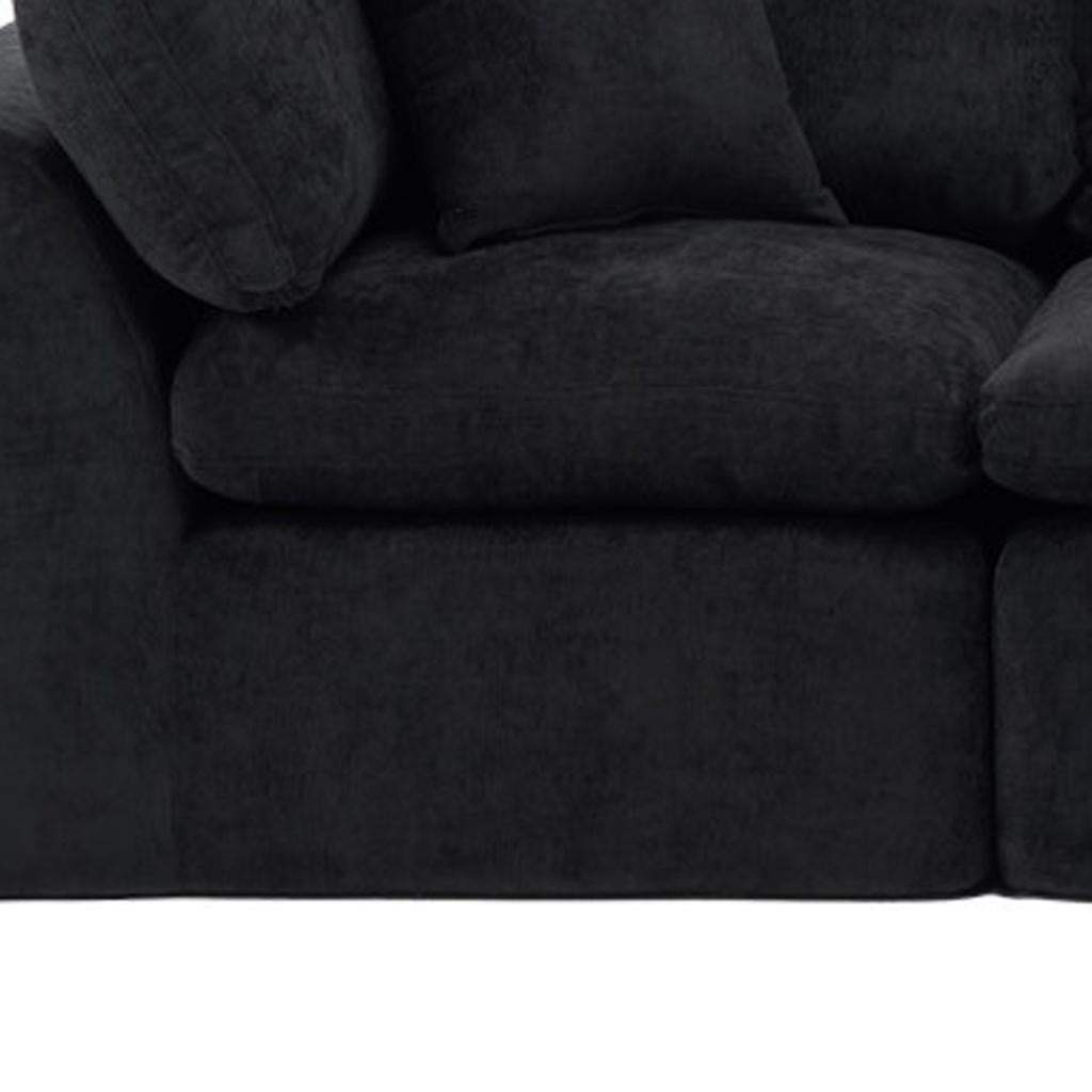 138" Black Chenille Modular Sofa With Ottoman And Toss Pillows - HomeRoots - Flyclothing LLC