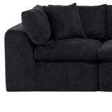 138" Black Chenille Modular Sofa With Ottoman And Toss Pillows - HomeRoots - Flyclothing LLC
