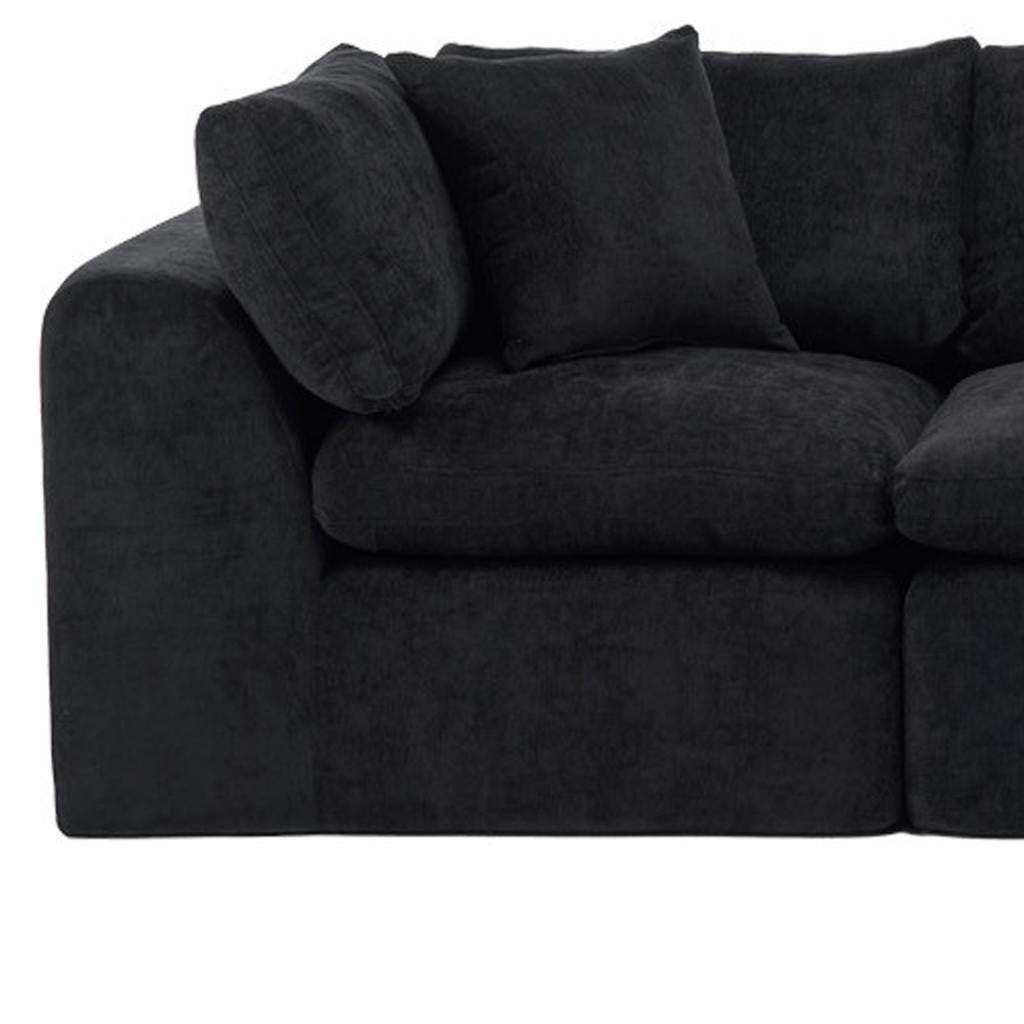138" Black Chenille Modular Sofa With Ottoman And Toss Pillows - HomeRoots - Flyclothing LLC