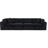 138" Black Chenille Modular Sofa With Toss Pillows - HomeRoots - Flyclothing LLC
