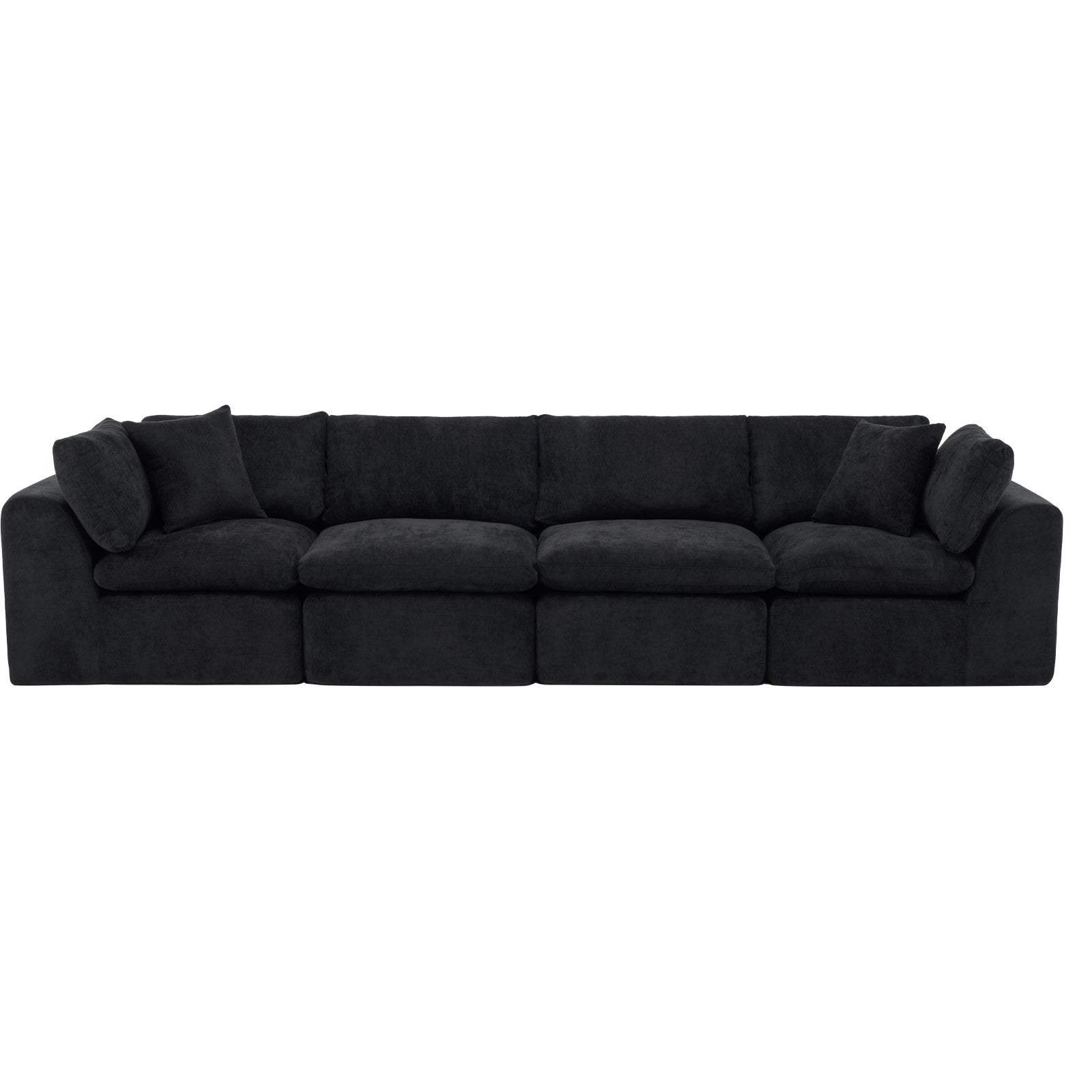 138" Black Chenille Modular Sofa With Toss Pillows - HomeRoots - Flyclothing LLC
