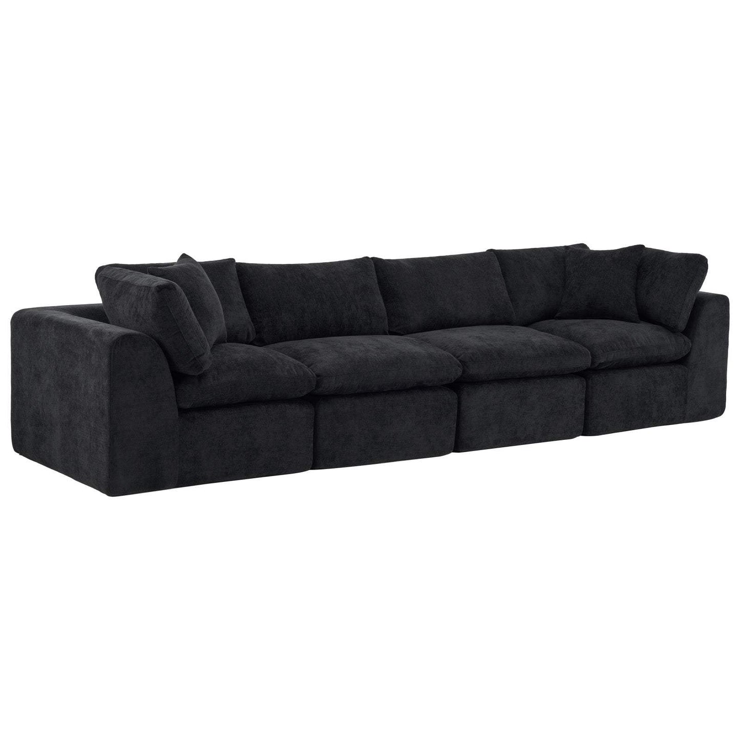 138" Black Chenille Modular Sofa With Toss Pillows - HomeRoots - Flyclothing LLC