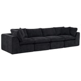 138" Black Chenille Modular Sofa With Toss Pillows - HomeRoots - Flyclothing LLC