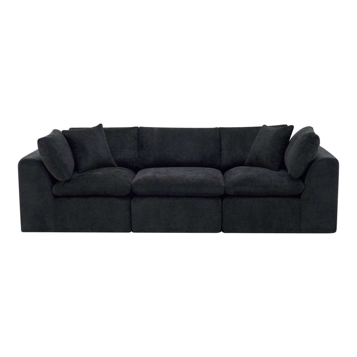 108" Black Chenille Modular Sofa With Toss Pillows - HomeRoots - Flyclothing LLC