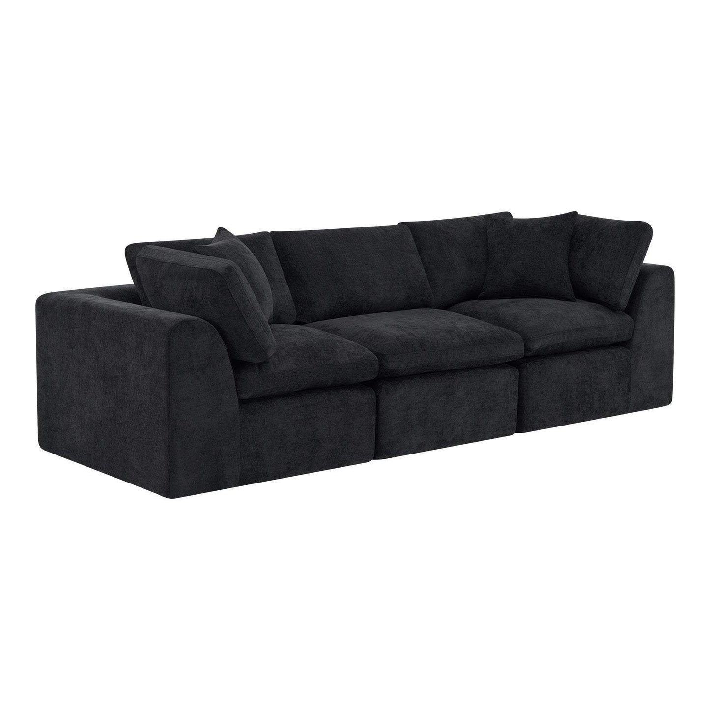 108" Black Chenille Modular Sofa With Toss Pillows - HomeRoots - Flyclothing LLC