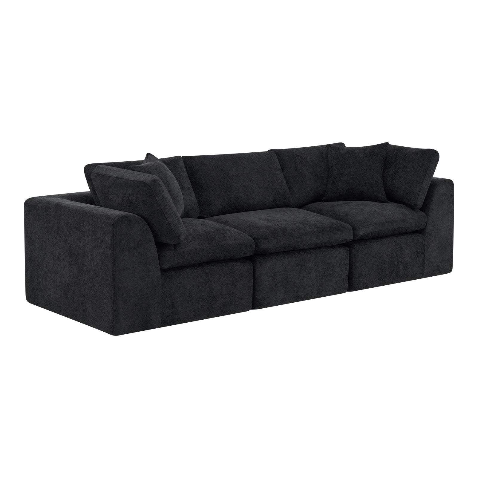 108" Black Chenille Modular Sofa With Toss Pillows - HomeRoots - Flyclothing LLC