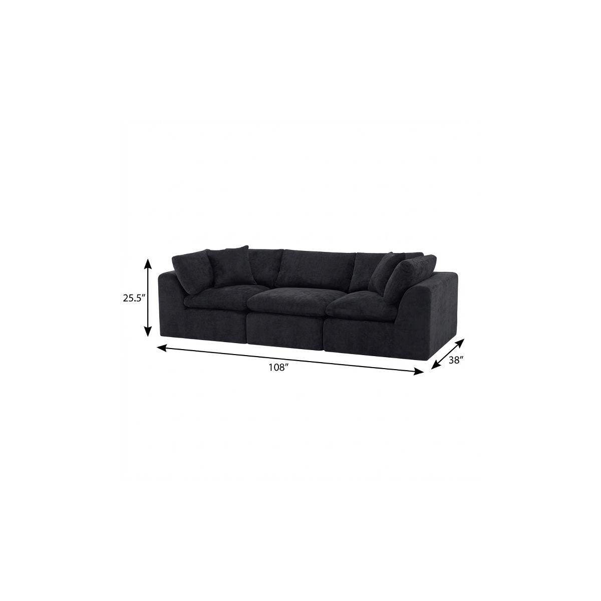 108" Black Chenille Modular Sofa With Toss Pillows - HomeRoots - Flyclothing LLC