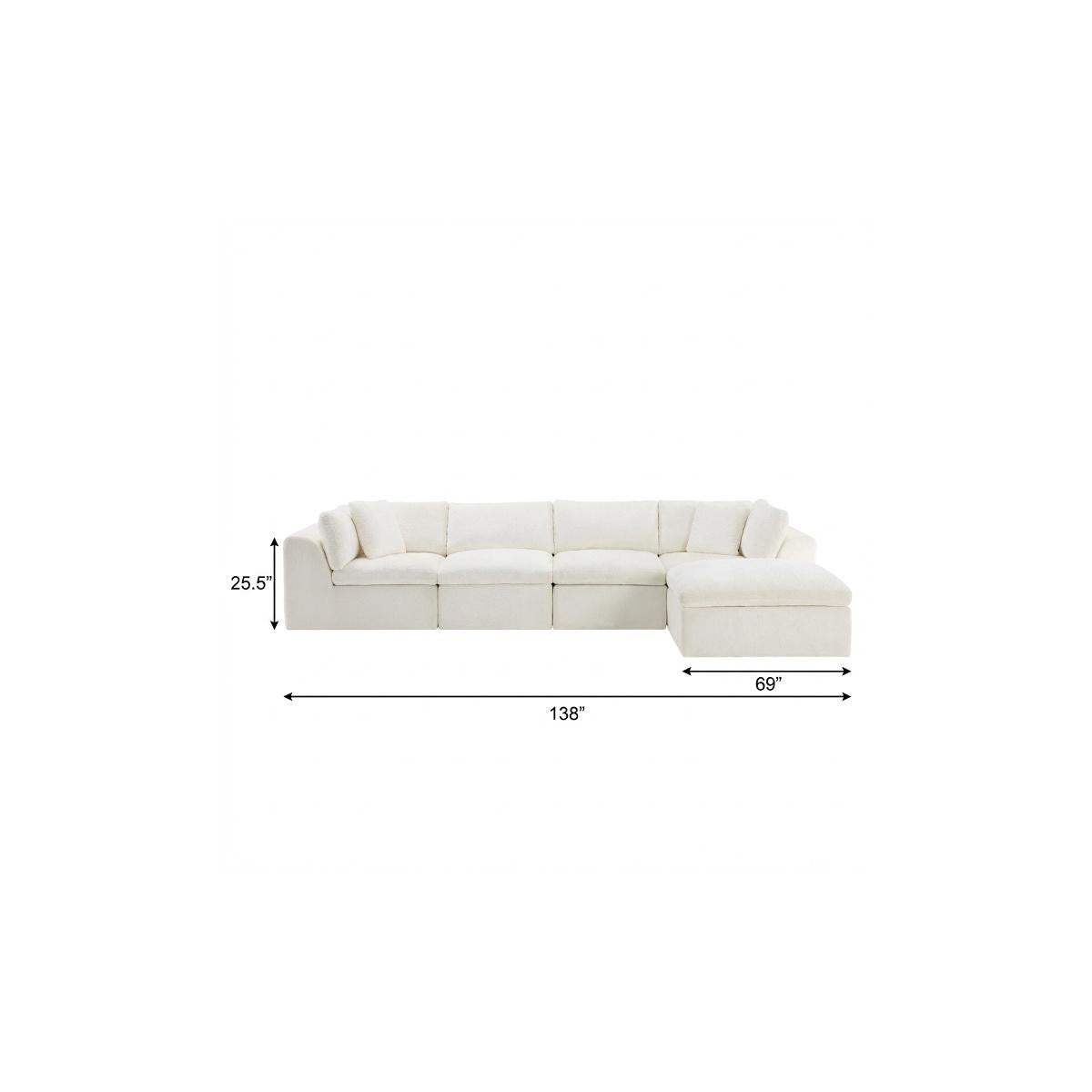 138" Beige Chenille Modular Sofa With Ottoman And Toss Pillows - HomeRoots - Flyclothing LLC
