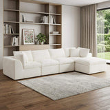 138" Beige Chenille Modular Sofa With Ottoman And Toss Pillows - HomeRoots - Flyclothing LLC
