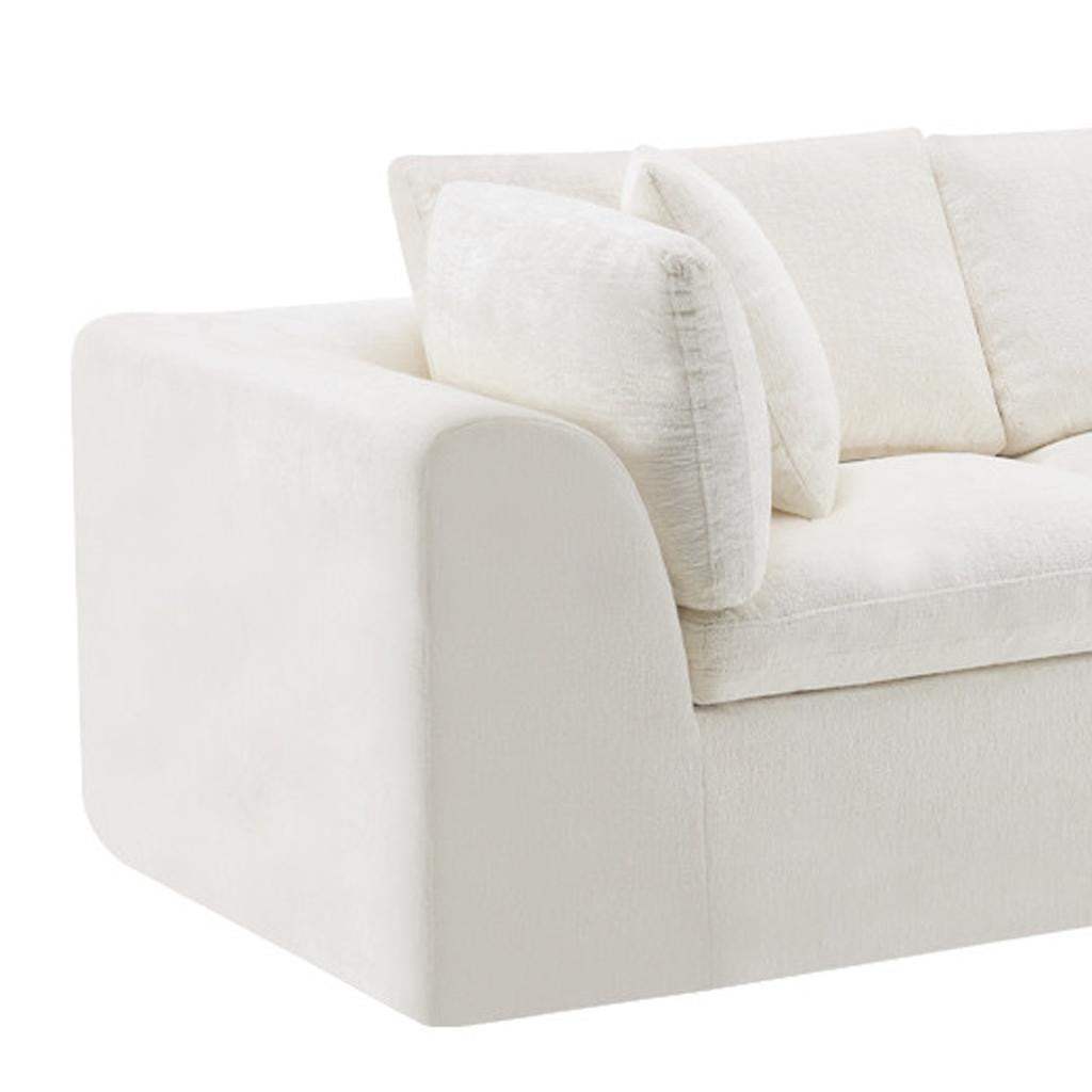 138" Beige Chenille Modular Sofa With Ottoman And Toss Pillows - HomeRoots - Flyclothing LLC