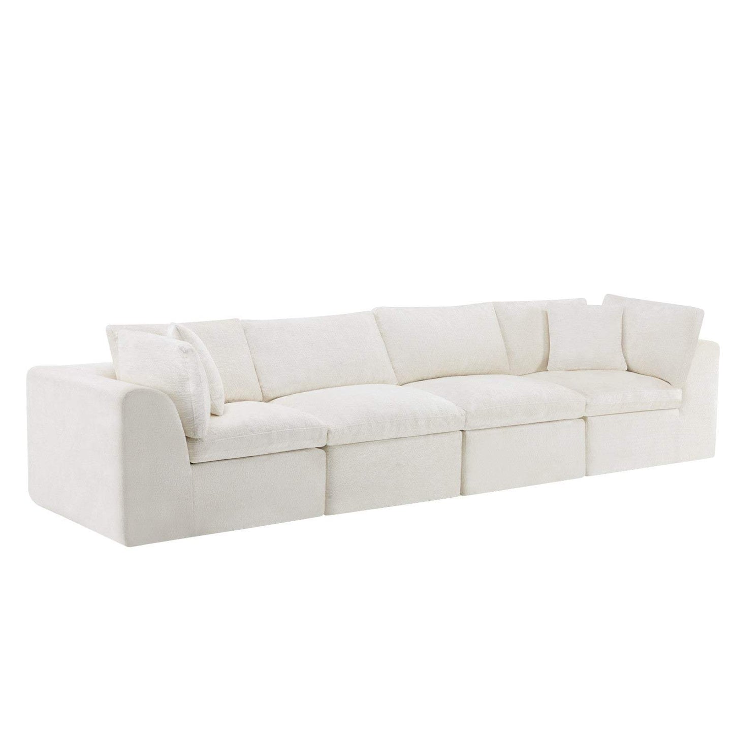 138" Beige Chenille Modular Sofa With Toss Pillows - HomeRoots - Flyclothing LLC