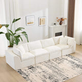 138" Beige Chenille Modular Sofa With Toss Pillows - HomeRoots - Flyclothing LLC
