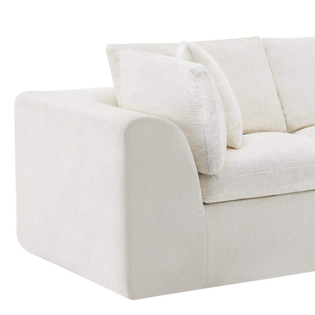 138" Beige Chenille Modular Sofa With Toss Pillows - HomeRoots - Flyclothing LLC
